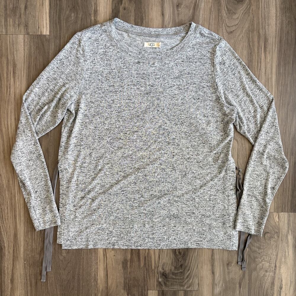 UGG Quincy Tunic Top Women's Size L Gray Long Sleeve Side Tie